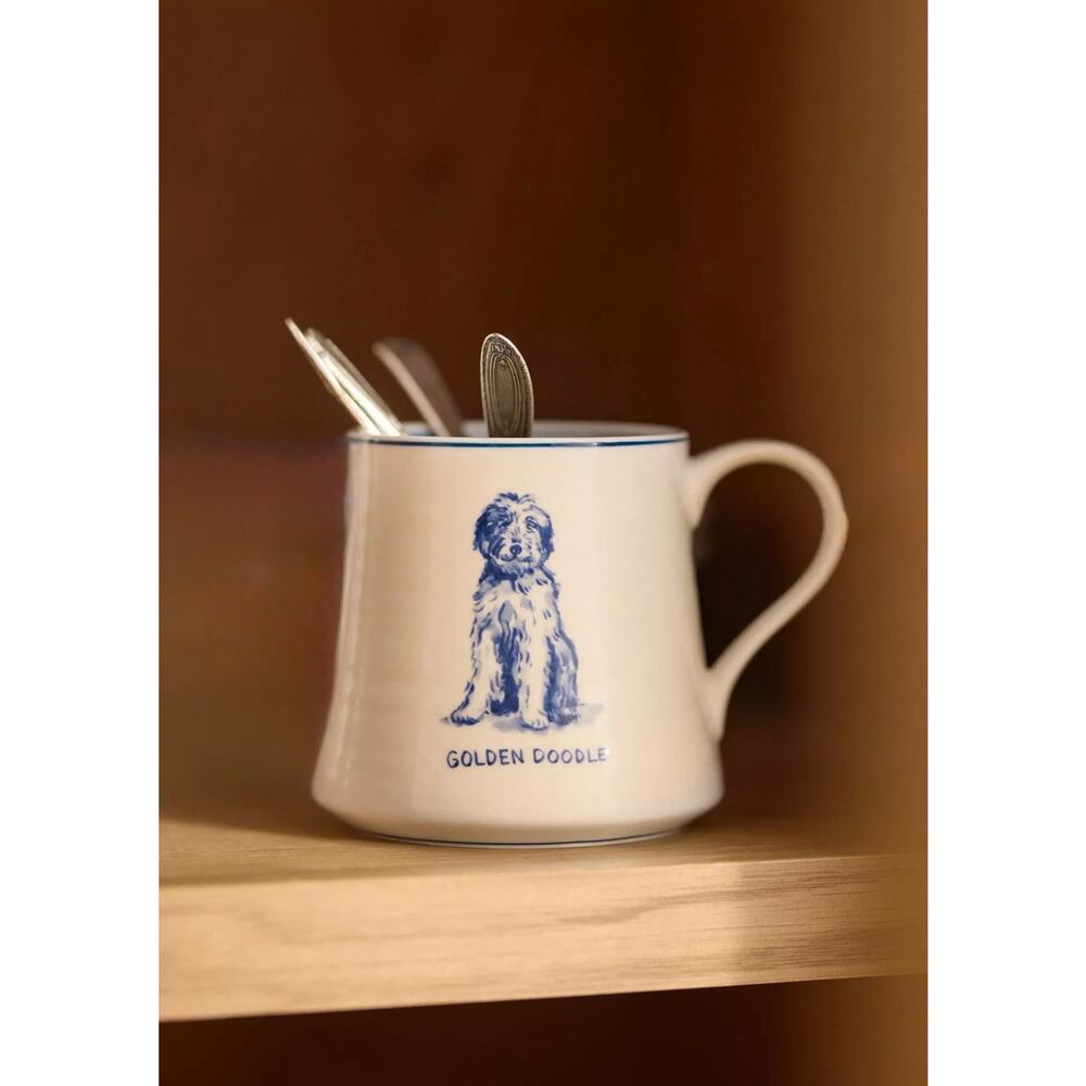 Anthropologie Molly Hatch Stoneware Dog Mug-Goldendoodle